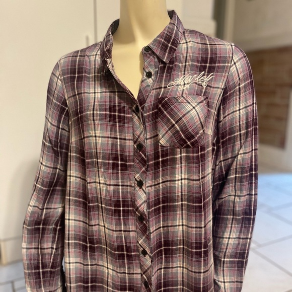 💜Women’s Royal Purple Genuine Harley Davidson Flannel 🏍 - Picture 2 of 6